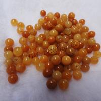 Jade Yellow Beads Round polished DIY yellow Sold By Bag