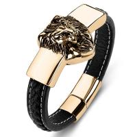 PU Leather Cord Bracelets Stainless Steel with PU Leather Unisex Sold By PC