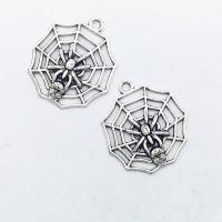 Tibetan Style Hollow Pendants, Spider Web, antique silver color plated, nickel, lead & cadmium free, 29x27x2.50mm, Hole:Approx 1mm, 100PCs/Bag, Sold By Bag