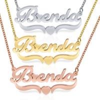 Stainless Steel Jewelry Necklace, Alphabet Letter, oval chain & for woman, more colors for choice, Sold Per Approx 15 Inch Strand