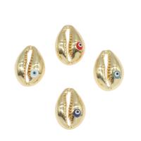 Tibetan Style Evil Eye Beads, Shell, gold color plated, evil eye pattern & enamel, more colors for choice, nickel, lead & cadmium free, 17x12x6mm, Approx 100PCs/Bag, Sold By Bag