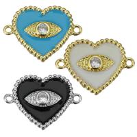 Cubic Zirconia Micro Pave Brass Connector Heart plated fashion jewelry & micro pave cubic zirconia & enamel & 1/1 loop nickel lead & cadmium free Approx 1.5mm Sold By Lot