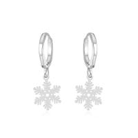 Brass Leverback Earring Snowflake silver color plated for woman nickel lead & cadmium free Sold By Pair