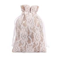 Linen Drawstring Bag with Lace durable Sold By Bag