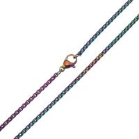 Stainless Steel Chain Necklace Unisex & box chain multi-colored 2mm Length Approx 23 Inch Sold By Lot