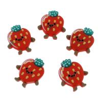 Cartoon Resin Cabochon Strawberry red Sold By Bag
