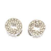 Zinc Alloy European Beads silver color plated with rhinestone & hollow nickel lead & cadmium free Approx 5mm Sold By Bag