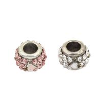 Zinc Alloy European Beads antique silver color plated enamel & with rhinestone nickel lead & cadmium free Approx 4.5mm Sold By Bag