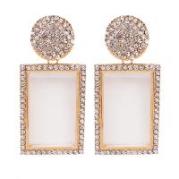 Zinc Alloy Drop Earrings with Glass Rectangle plated for woman & with rhinestone nickel lead & cadmium free Sold By Lot