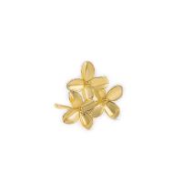 Brass Earring Stud Component Flower gold color plated DIY & with loop nickel lead & cadmium free Sold By Lot