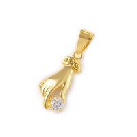 Cubic Zirconia Brass Pendants Hand gold color plated DIY & with cubic zirconia nickel lead & cadmium free Sold By Lot
