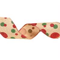 Linen Burlap Ribbon, durable & Christmas Design & different designs for choice, 2000mm, Length:80 Inch, 10Spools/Bag, Sold By Bag