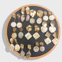 النحاس القرط قطرة, مع الراتنج, لون الذهب مطلي, مجوهرات الموضة & أنماط مختلفة للاختيار & للمرأة, 50*24mm, 5زوج/حقيبة, تباع بواسطة حقيبة
