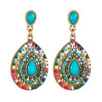 Zinc Alloy Drop Earrings with Seedbead gold color plated fashion jewelry & for woman & with rhinestone 60*30mm Sold By Bag
