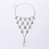 Zinc Alloy Toe Anklet with 5cm extender chain platinum color plated twist oval chain & for woman & with rhinestone nickel lead & cadmium free 130mm Sold Per Approx 12.2 Inch Strand