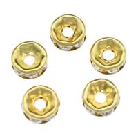 Iron Jewelry Beads with Resin Rhinestone gold color plated nickel lead & cadmium free Approx 1.7mm Sold By Bag