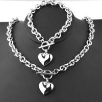 Rustfrit stål smykker sæt, armbånd & halskæde, Stainless Steel, Heart, forgyldt, forskellige stilarter for valg & for kvinde, 8mm,20mm, Solgt af sæt