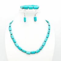 Turquoise Jewelry Set bracelet & earring & necklace with Brass platinum color plated three pieces & for woman Length Approx 7.8 Inch Approx 17.7 Inch Sold By Set