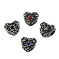 Stainless Steel European Beads 316L Stainless Steel Heart with rhinestone & blacken Approx 4mm Sold By Bag