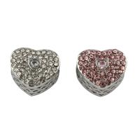 Stainless Steel European Beads 316L Stainless Steel Heart with rhinestone Approx 4mm Sold By Bag