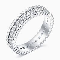 Circón cúbico anillo de latón, metal, chapado en color de plata, diverso tamaño para la opción & para mujer, Vendido por UD