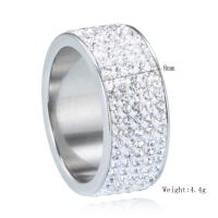 Rhinestone Stainless Steel Finger Ring plated Unisex & with rhinestone 8mm Sold By PC