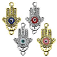 Brass Connector Evil Eye Hamsa plated & micro pave cubic zirconia & enamel & 1/1 loop nickel lead & cadmium free Approx 1.5mm Sold By Lot