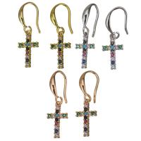 Cubic Zirconia Micro Pave Brass Earring Cross plated micro pave cubic zirconia & for woman nickel lead & cadmium free 28mm Sold By Lot