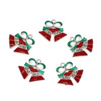 Zinc Alloy Christmas Pendants Christmas Bell platinum color plated Christmas Design & enamel & with rhinestone red nickel lead & cadmium free Approx 2.5mm Approx Sold By Bag