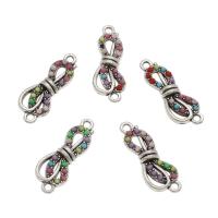 Bowknot Tibetan Style Connector, with Resin, antique silver color plated, 1/1 loop, mixed colors, nickel, lead & cadmium free, 27x10x3mm, Hole:Approx 1.5mm, Approx 50PCs/Bag, Sold By Bag