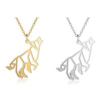 Stainless Steel Jewelry Necklace, Wolf, polished, oval chain & for woman & hollow, more colors for choice, 32x39mm, Length:Approx 17.72 Inch, 5Strands/Lot, Sold By Lot