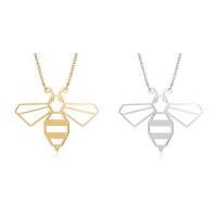 Stainless Steel Jewelry Necklace, Bee, polished, oval chain & for woman & hollow, more colors for choice, 40x29mm, Length:Approx 15.75 Inch, 5Strands/Lot, Sold By Lot