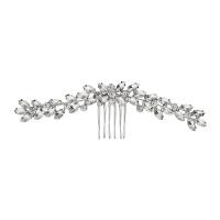 Bridal Decorative Hair Comb Zinc Alloy silver color plated for bridal & with rhinestone nickel lead & cadmium free Sold By PC