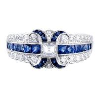 Zinc Alloy Finger Ring, met Cubic Zirconia, silver plated, Vintage & mode sieraden & uniseks & verschillende grootte voor keus, blauw, 2pC's/Bag, Verkocht door Bag
