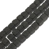 Natural Lava Beads Square black Approx 1mm Sold Per Approx 14.9 Inch Strand
