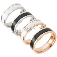 Roestvrij staal Finger Ring, met glazuur, plated, mode sieraden & uniseks & verschillende grootte voor keus & voor paar, meer kleuren voor de keuze, Verkocht door PC