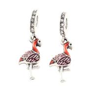 European Style Zinc Alloy Dangle Beads Bird silver color plated enamel & with rhinestone nickel lead & cadmium free Approx 5mm Sold By Bag