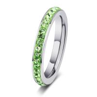 Strass roestvrij staal vinger ring, plated, mode sieraden & verschillende grootte voor keus & voor vrouw & met strass, meer kleuren voor de keuze, Verkocht door PC