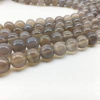 Natürliche graue Achat Perlen, Grauer Achat, rund, verschiedene Größen vorhanden, Bohrung:ca. 1mm, verkauft per ca. 14.9 ZollInch Strang