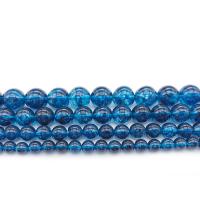 Granos de la joyería de cuarzo natural, Esférico, diverso tamaño para la opción & Craquelado, azul, agujero:aproximado 1mm, Vendido para aproximado 14.9 Inch Sarta