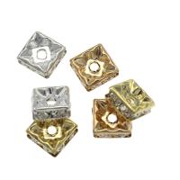 Rhinestone χάντρες Brass, Ορείχαλκος, Πλατεία, επιχρυσωμένο, κοσμήματα μόδας & DIY & διαφορετικό μέγεθος για την επιλογή & με στρας, περισσότερα χρώματα για την επιλογή, νικέλιο, μόλυβδο και κάδμιο ελεύθεροι, Τρύπα:Περίπου 1.5mm, Sold Με τσάντα