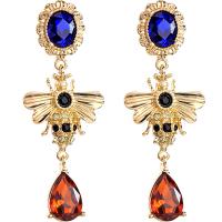 Zinc Alloy Drop Earring with Crystal Bee gold color plated & for woman & with rhinestone nickel lead & cadmium free 63mm 40mm Sold By Pair