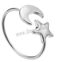 Zinc Alloy Open Finger Ring Moon and Star plated fashion jewelry & Unisex nickel lead & cadmium free 19.3mm US Ring Sold By PC