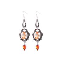 Zinc Alloy Drop Earring with Crystal antique silver color plated vintage & fashion jewelry & for woman & with rhinestone nickel lead & cadmium free 60*20mm Sold By Pair