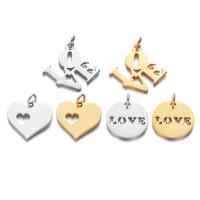 304 Stainless Steel Heart and love Pendants Stainless Steel Color Love Heart Pendants Heart Metal Charms for DIY Valentine Necklace Bracelet Earring