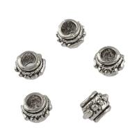 Perles European en alliage de zinc, Plaqué de couleur d'argent, DIY, 6.3x8mm, Trou:Environ 3.6mm, Environ 125PC/sac, Vendu par sac