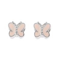 Stainless Steel European Beads 316L Stainless Steel Butterfly enamel pink Approx 5mm Sold By Bag