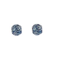 Stainless Steel European Beads 316L Stainless Steel Round enamel blue Approx 3.7mm Sold By Bag