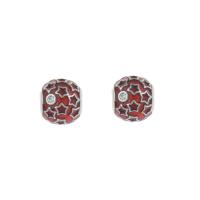 Stainless Steel European Beads 316L Stainless Steel Round enamel & with rhinestone red Approx 4mm Sold By Bag