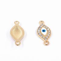 Zinc Alloy Connector Evil Eye gold color plated enamel & with rhinestone nickel lead & cadmium free 26*11mm Sold By Bag